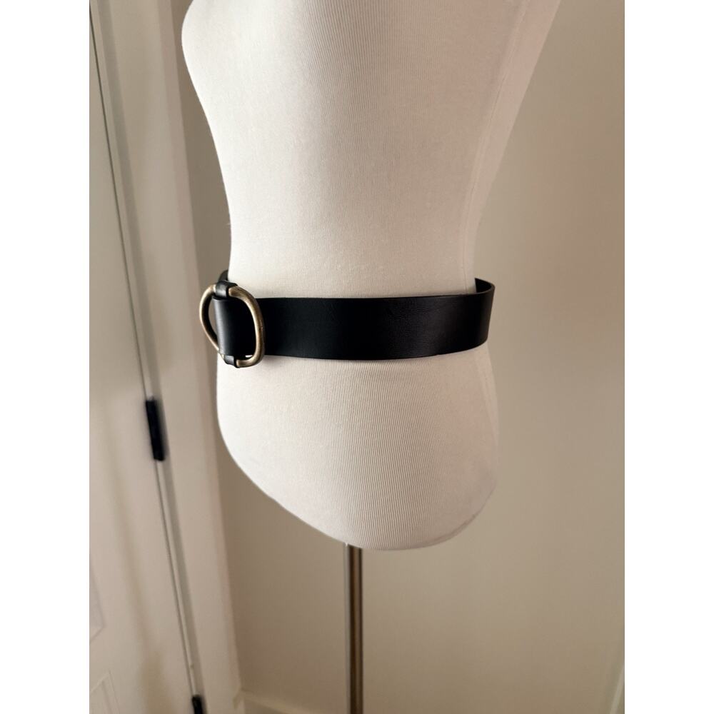 Martina Mori Anthropologie Leather Belt Womens L Black Italy Brass Buckle Wrap - Picture 4 of 11
